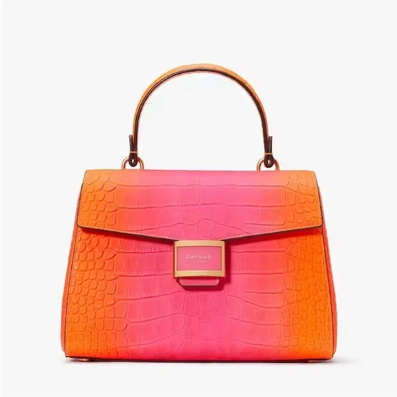Kate Spade ♠️ New York Katy Ombré Croc Embossed Leather Medium Top Handle - Picture 15 of 16